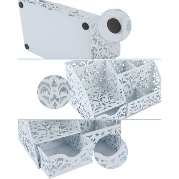 Desk Organizer Caddy with 6 Compartments 1 Sliding Drawer Desktop Accessories - Picture 5 of 7